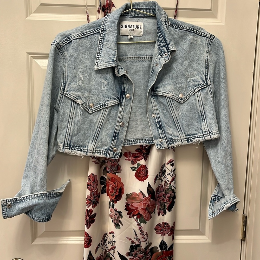 NWOT! Cropped Jean jacket. Distressed and acid washed. Super soft! So cute on